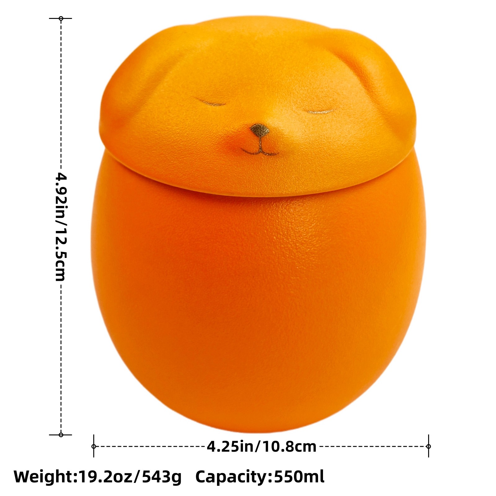 Smiley Dog Shaped Orange Pet Urn 4.9×4.3 inches For Small Dog And Cat Ashes