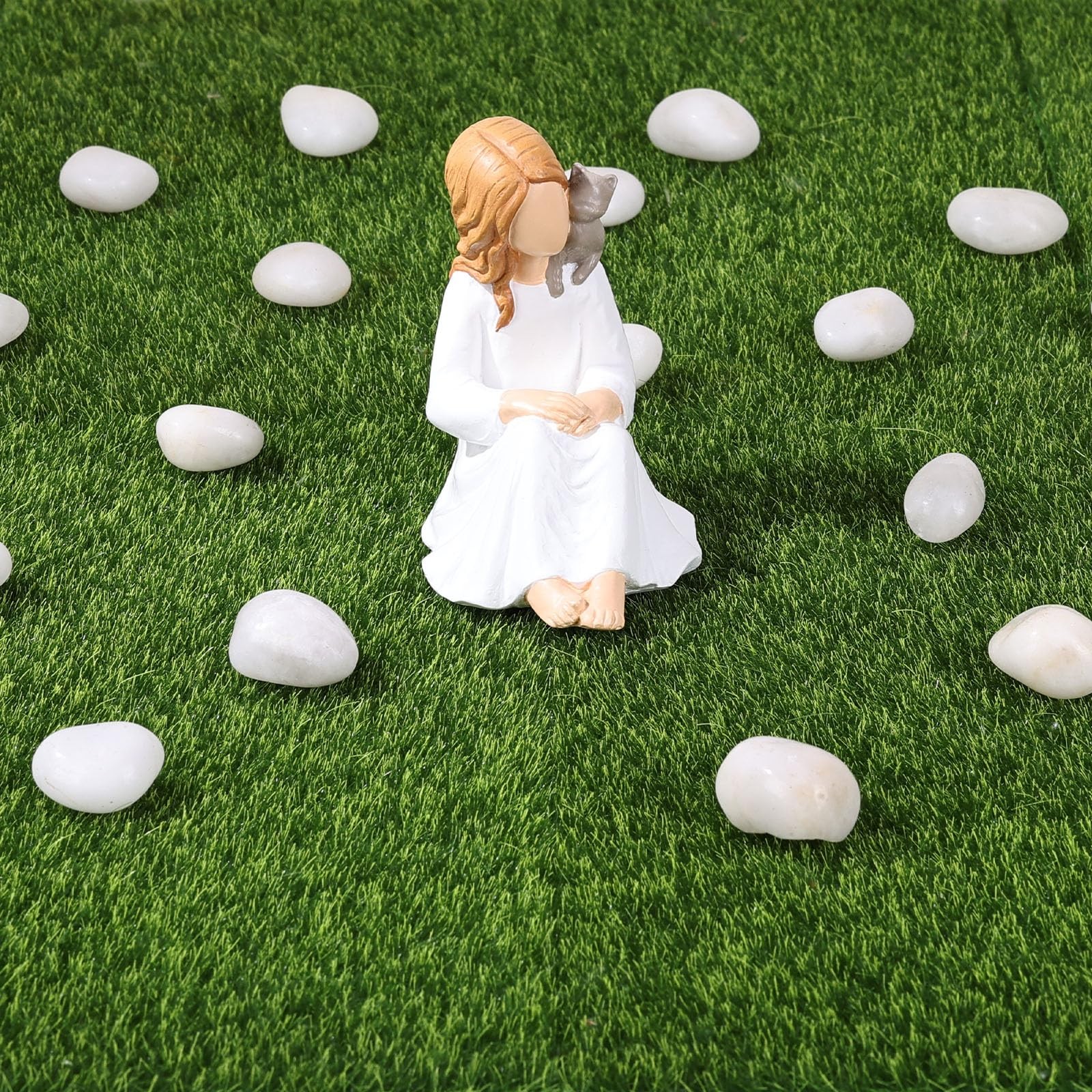 Girl with Cat Figurine, Resin Cat Memorial Statue – Hand-Painted Cat Remembra…