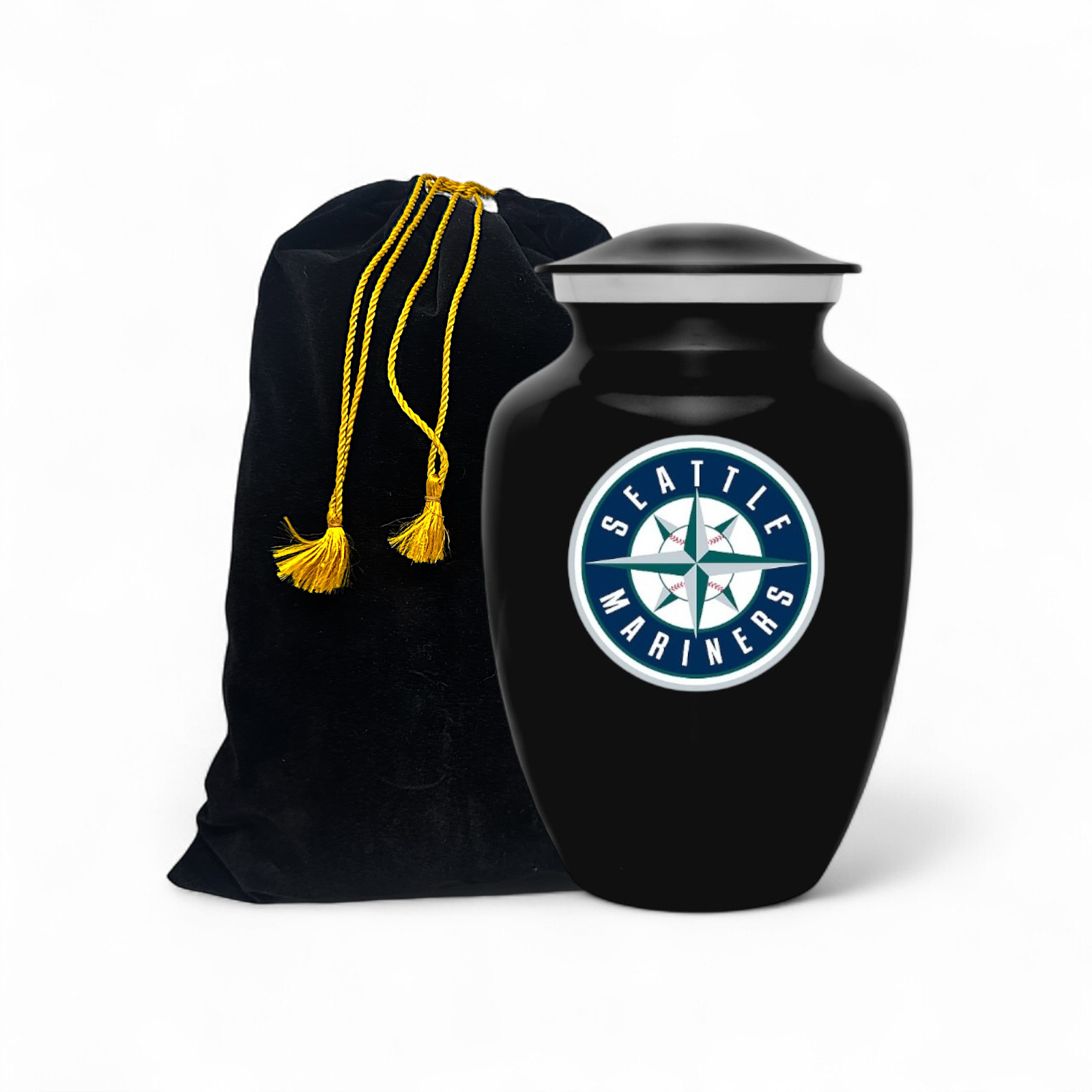8 In Black Seattle Mariners Baseball Style Cremation Urn Adult Ashes Metal Urns