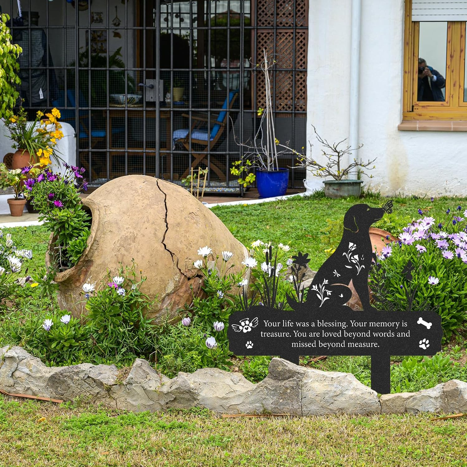 Rngmsi Grave Markers for Cemetery for Dog, Metal Grave Markers Yard Memorial Pet