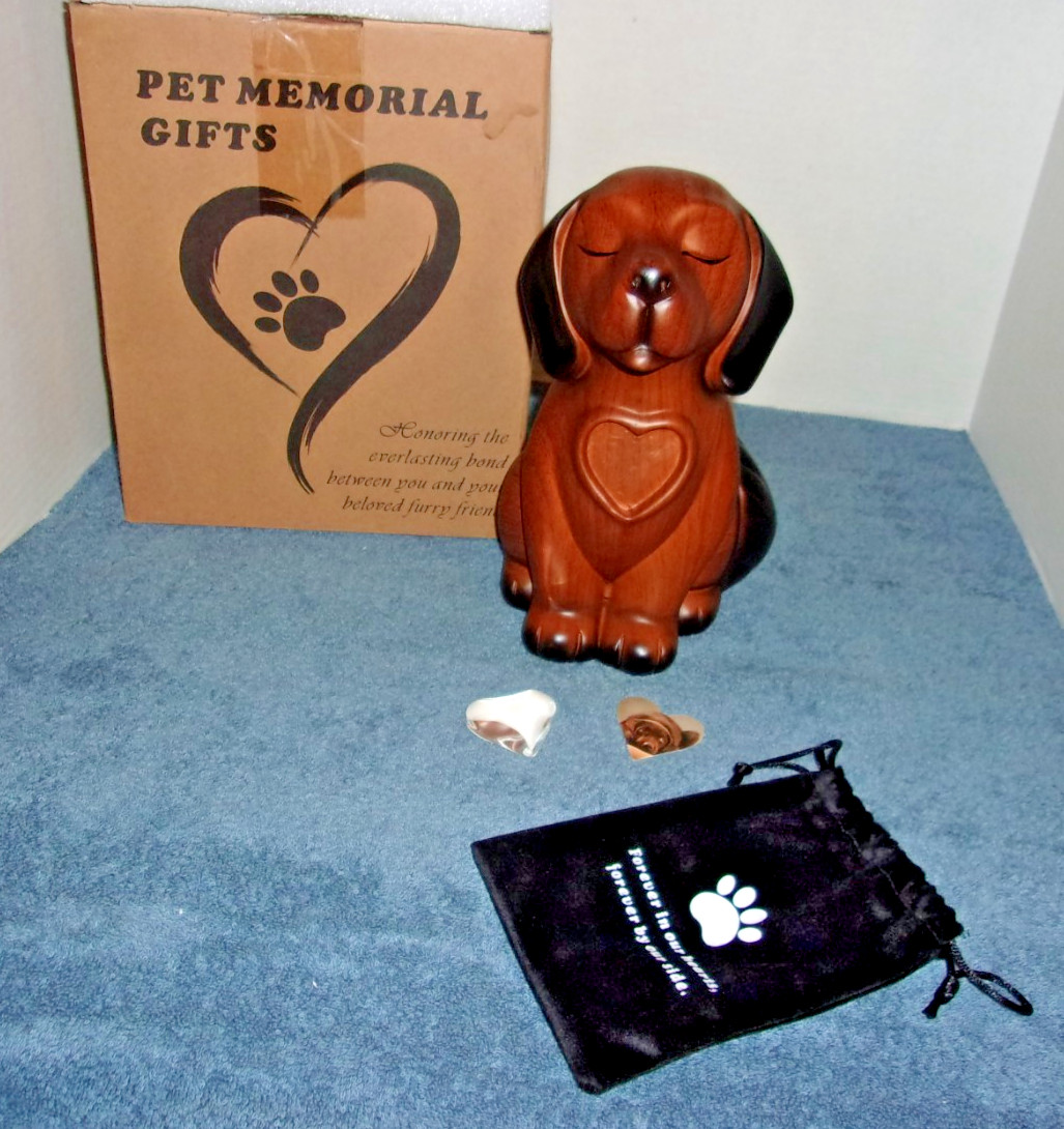 DOG PET RESIN DOG SHAPED URN CREMATION PERSONALIZE MEMORIAL 8″ NEW IN BOX