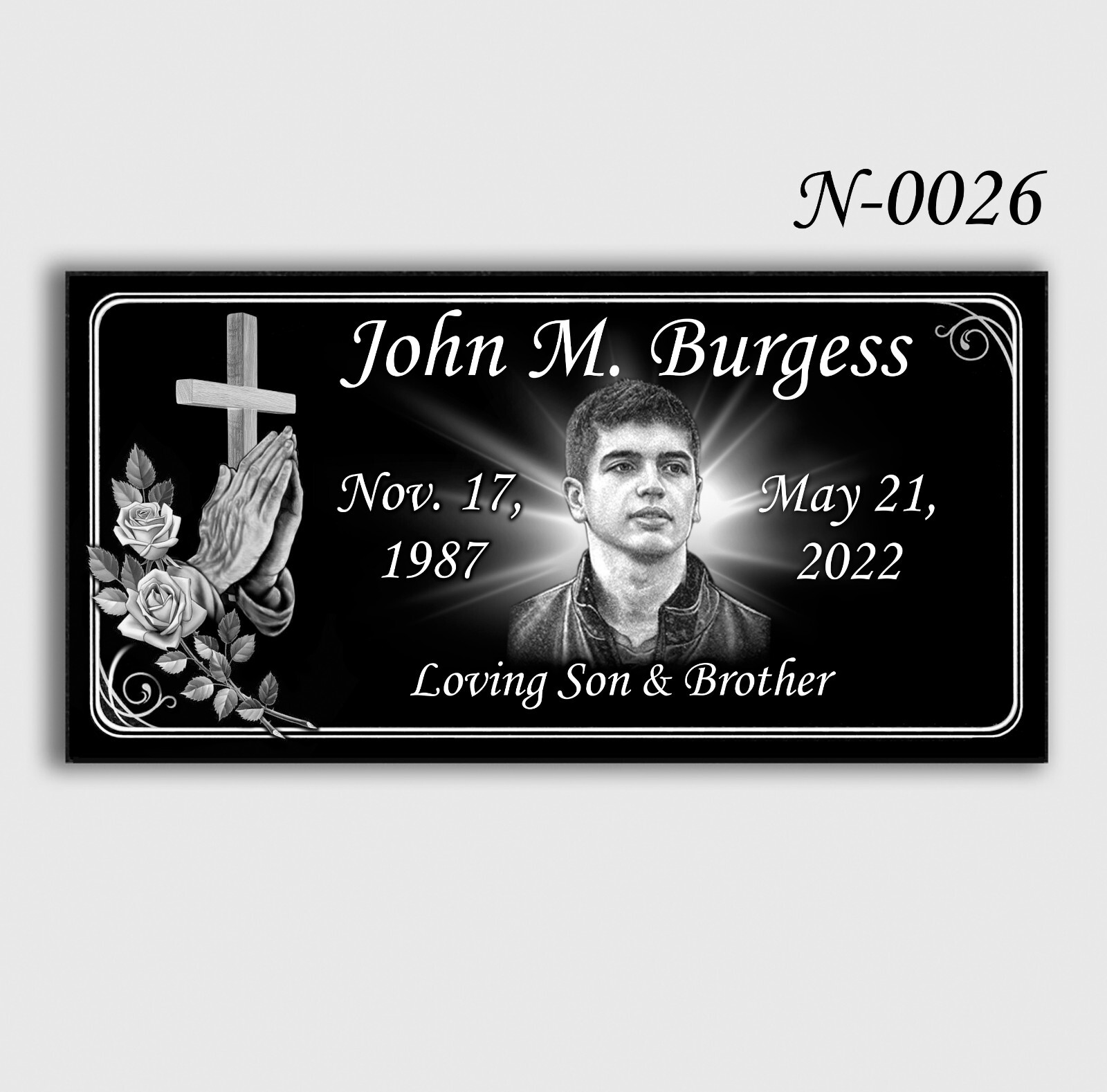16″х8″х3″ inch Large Pet Headstone  Diamond Engraved on the Grave Marker Granite