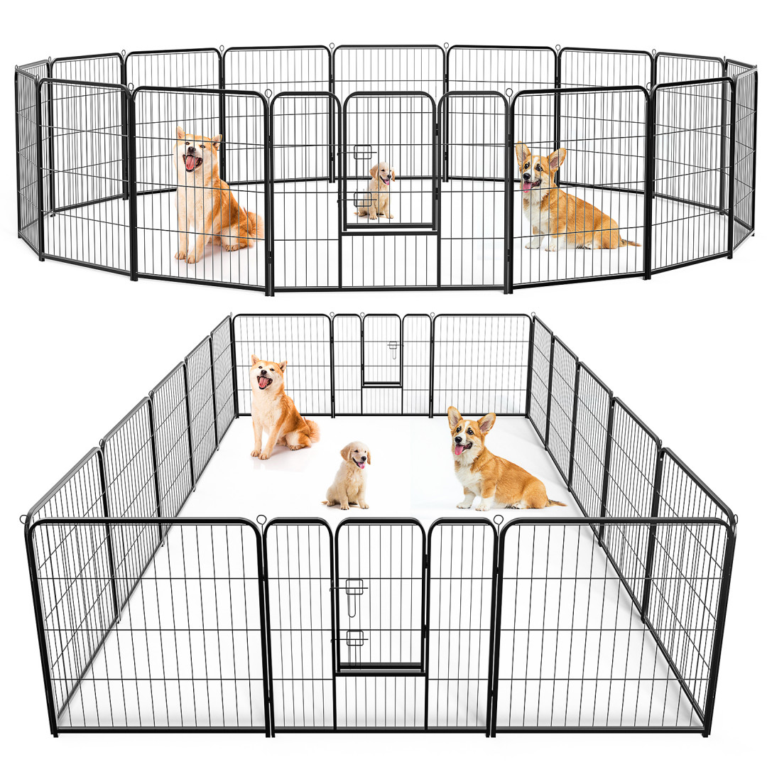 Dog Playpen Indoor Fence Height Metal Exercise Pen With Door Small Puppy-Medium-