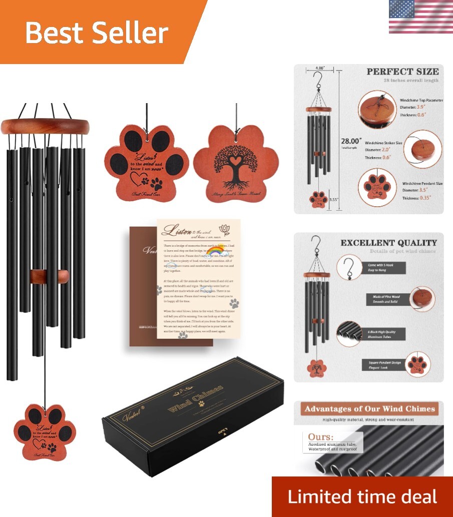 Hand-Tuned Pet Memorial Wind Chime – Comforting Gift for Dog Lovers and Grievers