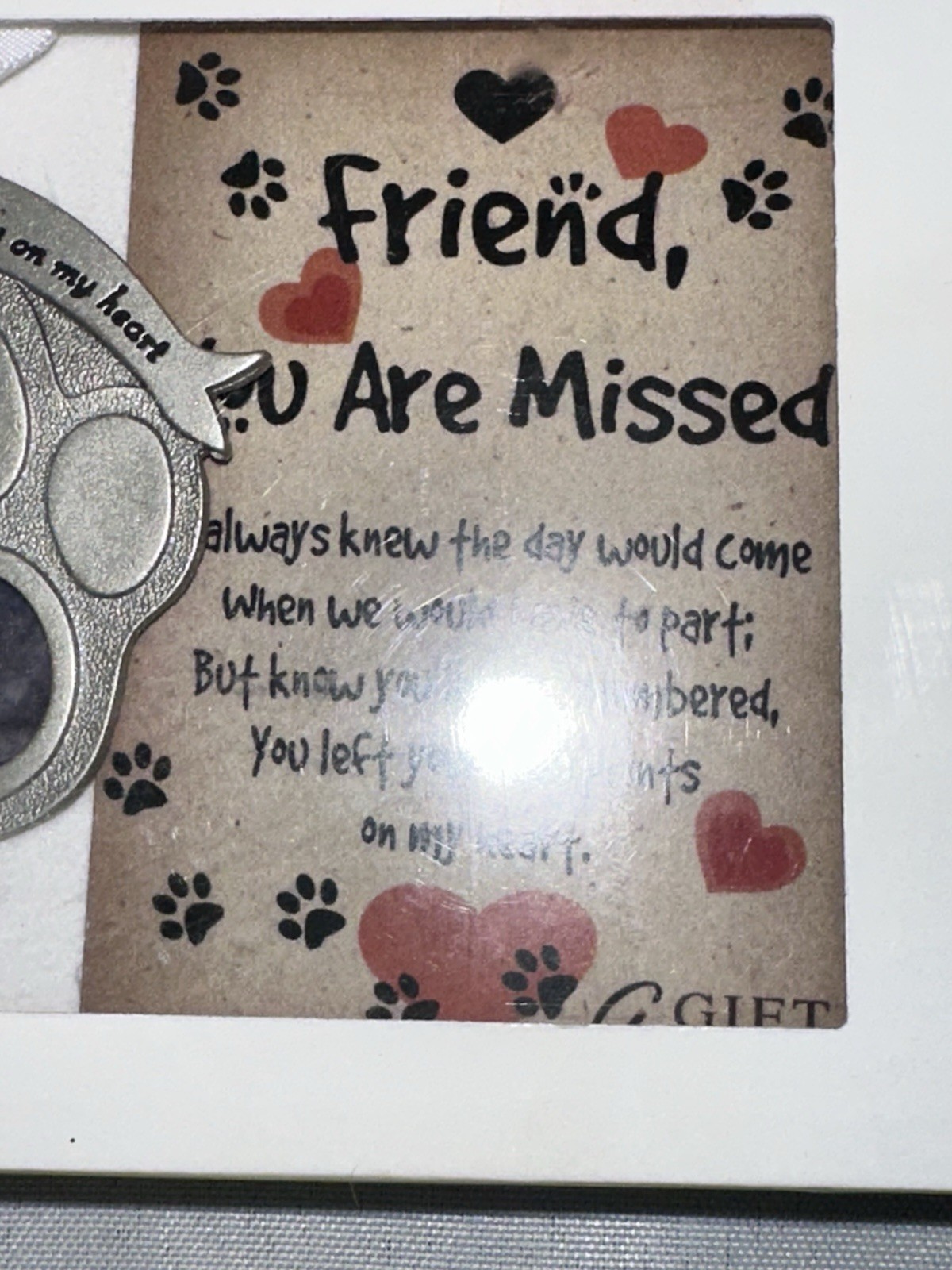 Pet Photo Memorial Dog Cat Ornament New ‘You Left A Paw Print On My Heart’