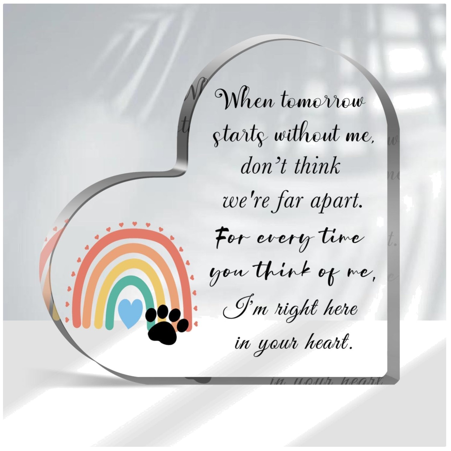 Bereavement Gift for Loss of Dog/Cat – Acrylic Heart