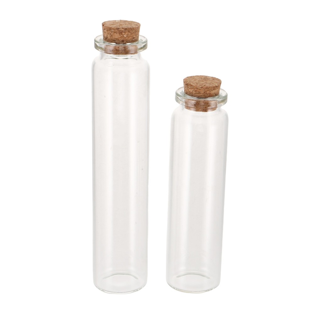 2Pcs Transparent Glass Bottles with Wood for Pet Hair Storage and Memorial