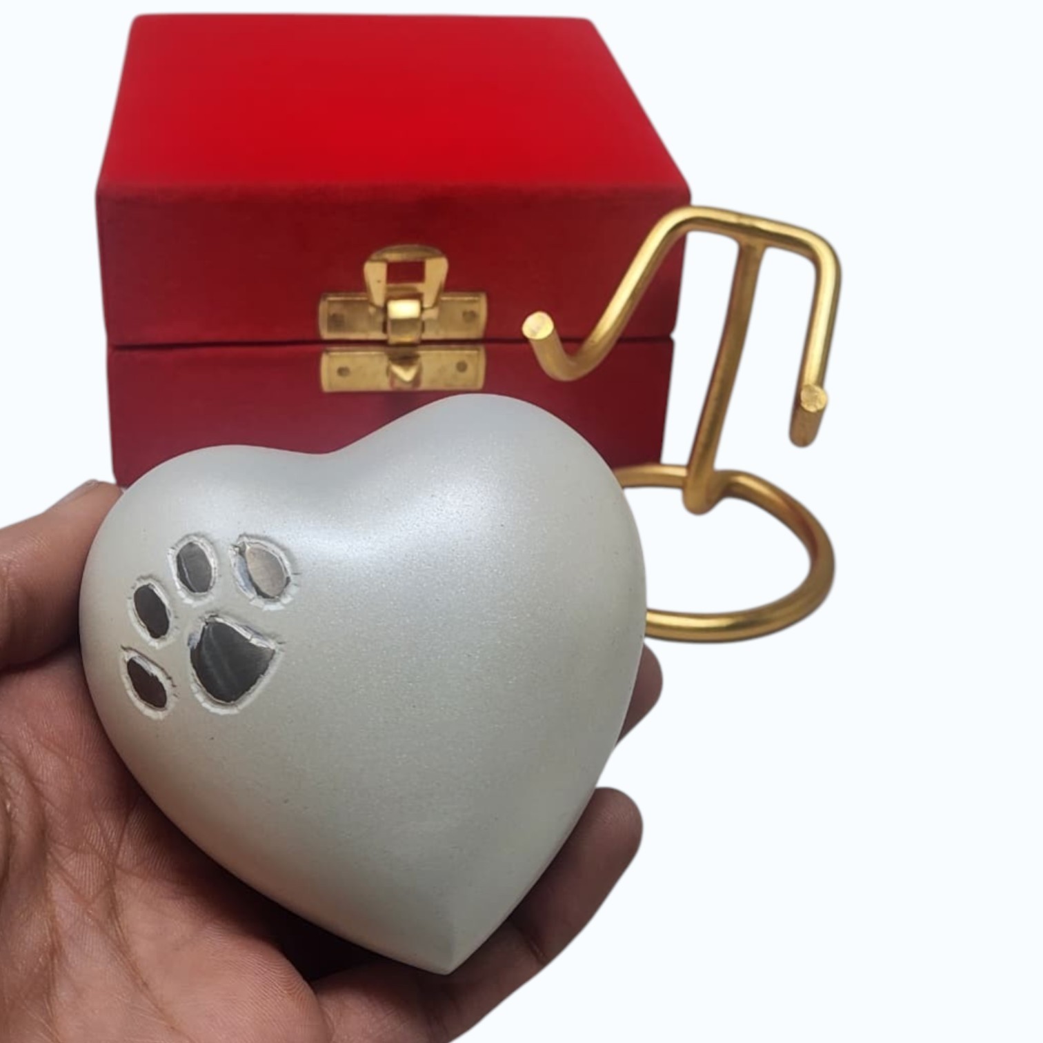Custom Heart Pet Urn for Ashes Paw Print Engraved Dog Cat Memorial Keepsake