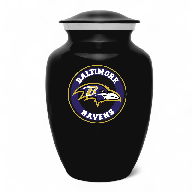 Baltimore Ravens football Style Cremation Urn Adult Ashes Black Metal 8 In Urns