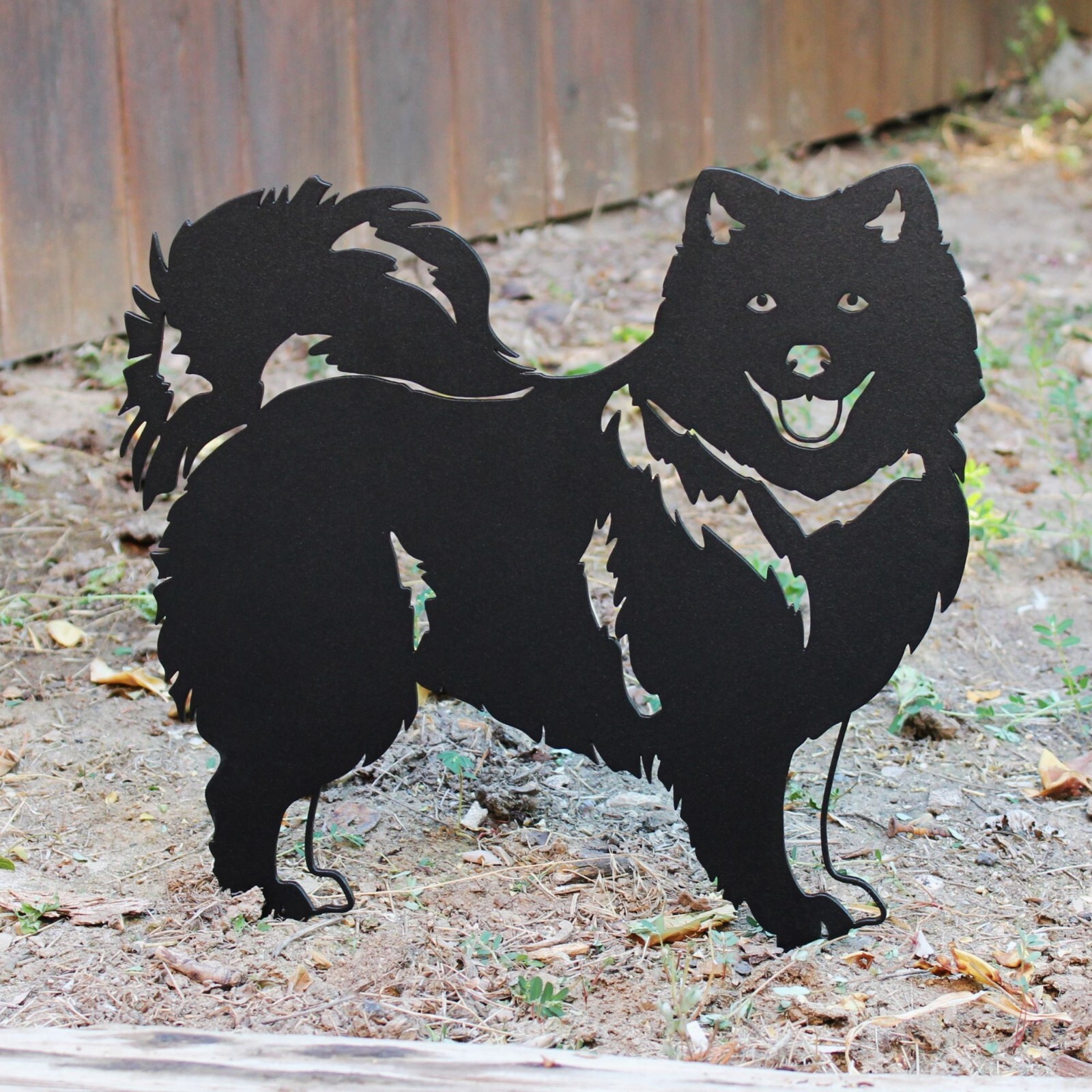 Keeshond Black Metal Dog Silhouette