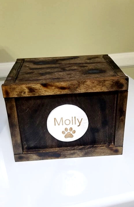 Pet Memorial Memory Box with Pictures & Engraved | Custom Made Pet Urn Cremation