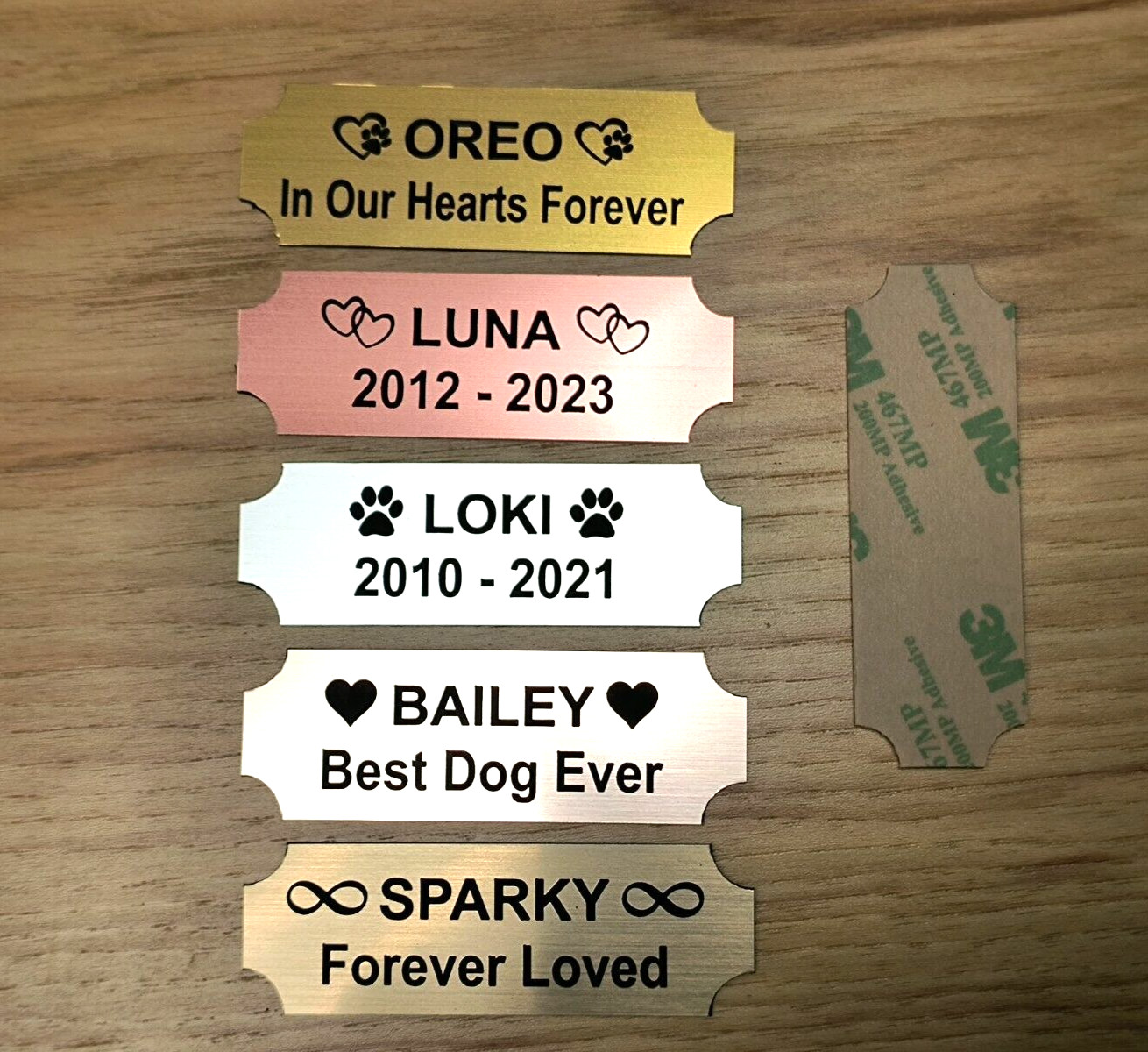 Custom Engraved 1×3 Pet Memorial Name Plaque Plate Sign Tag Dog Cat Bird Urn