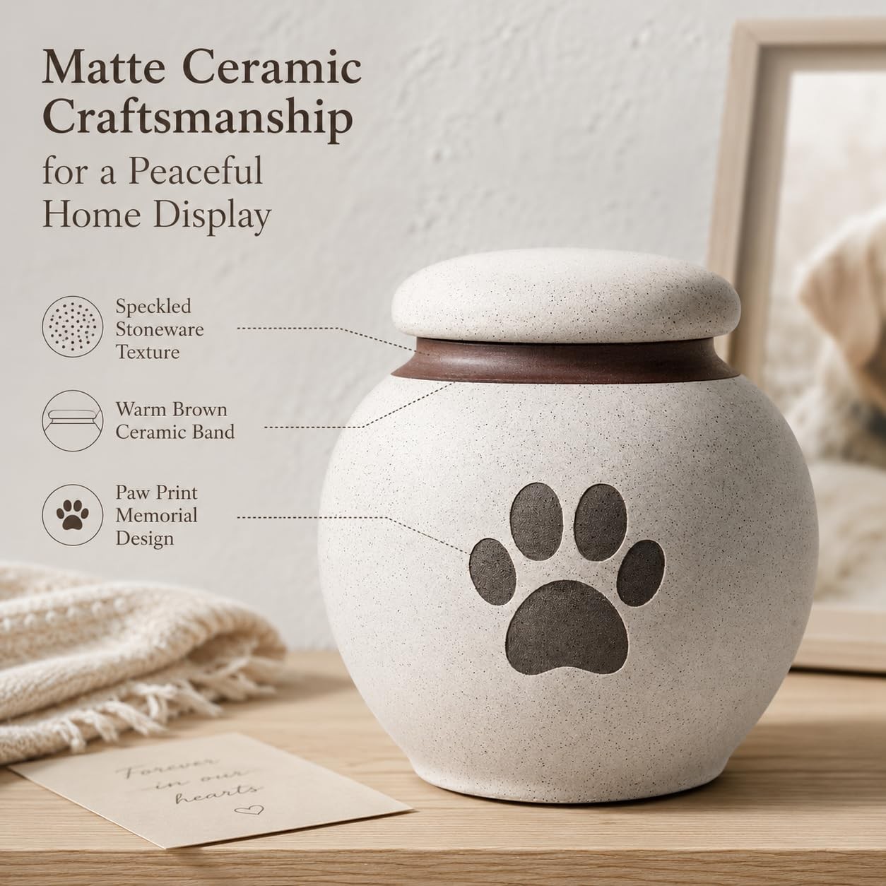 Small Pet Urn for Ashes, Dog and Cat Cremation Urn, White 4.1inch,
