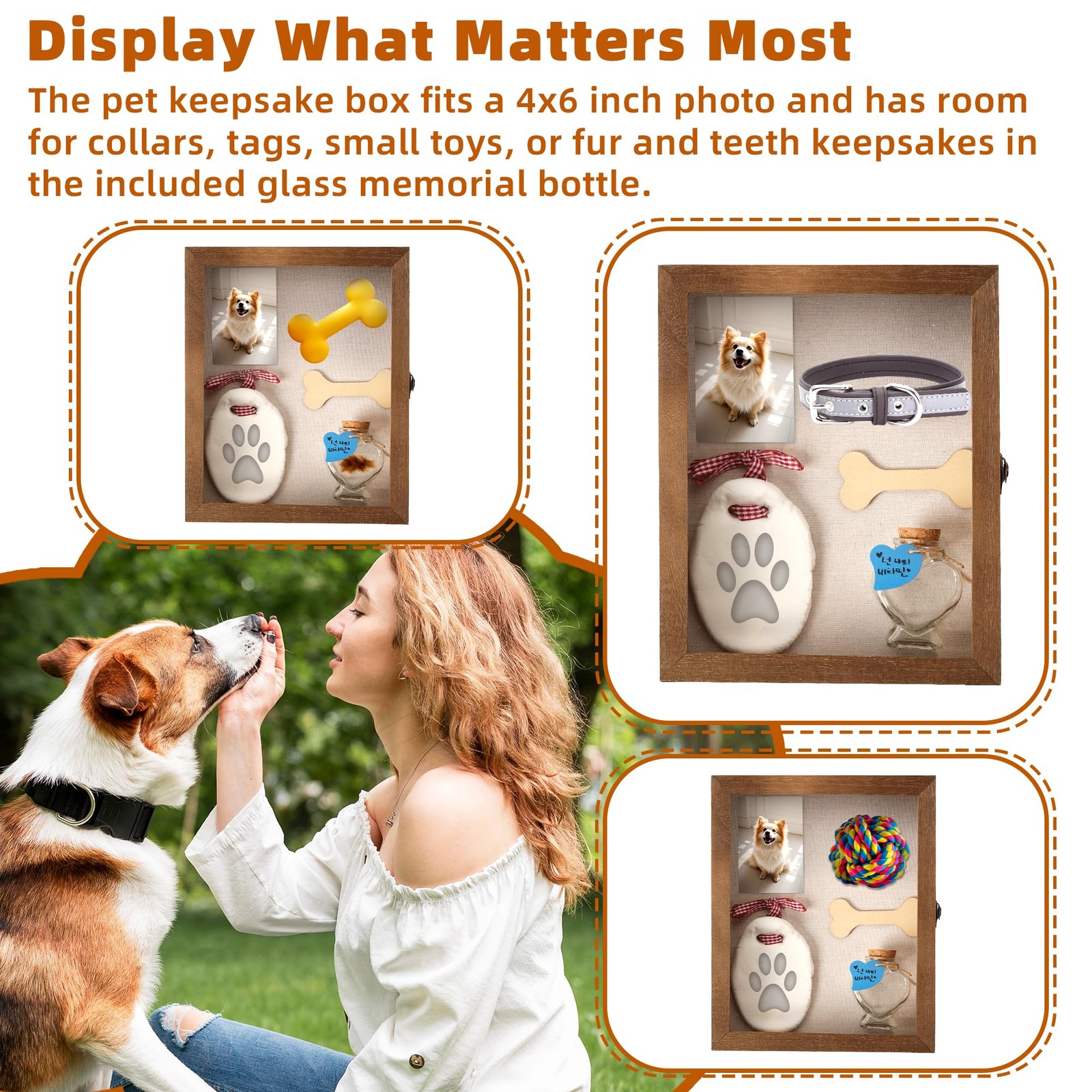 Calpalmy Pet – 11 X 9 Wooden Keepsake Shadow Kit Paw Print Clay