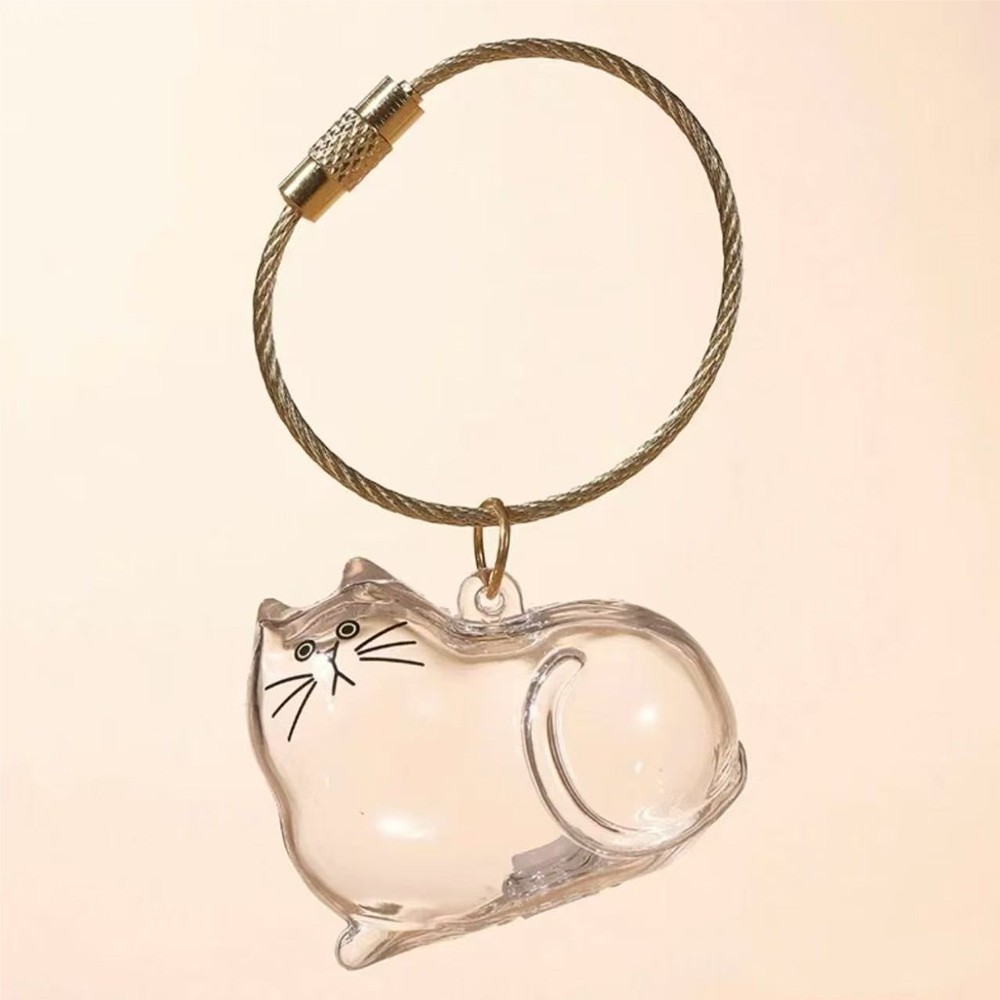 Pet Memorial Cat Hair Capsule Keychain, Clear Keepsake Holder for Fur & Ashes