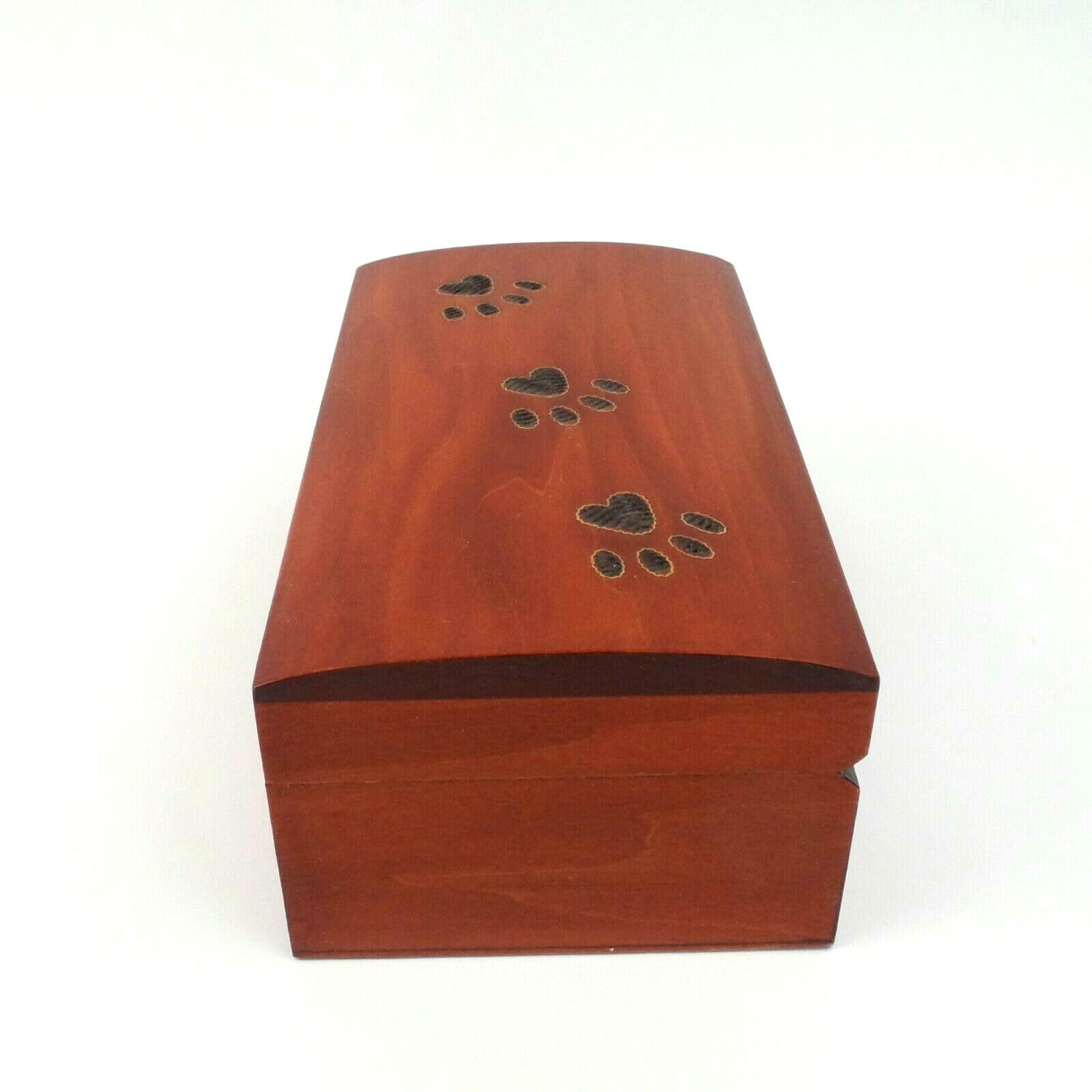 Medium Pet Cremation Urn Inlay Paw Print Wood Box Cat Dog Ashes Memorial Chest