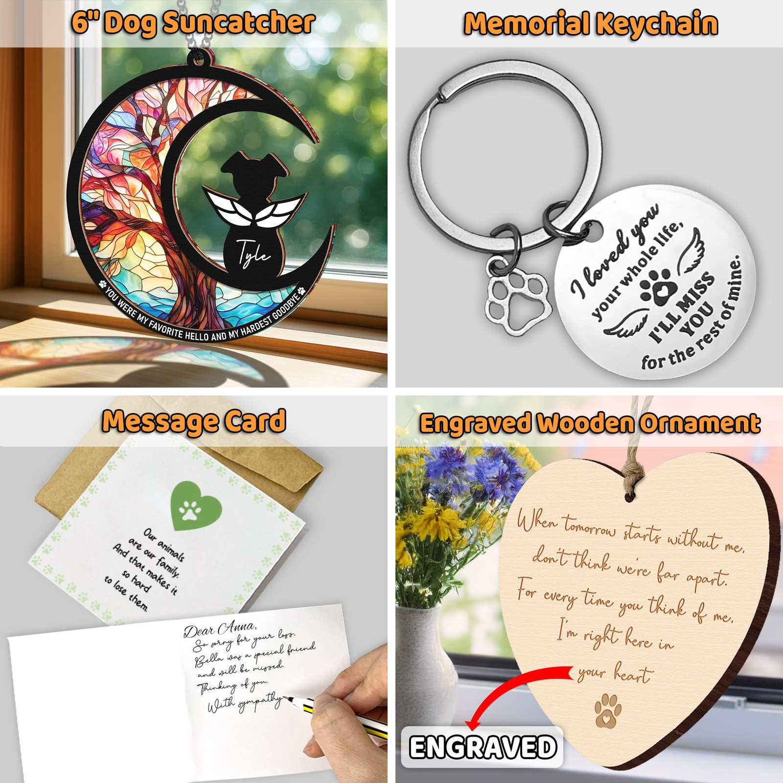 6″ DIY Dog Memorial Suncatcher – 4-in-1 Pet Memorial Gifts for Dogs, Loss of …