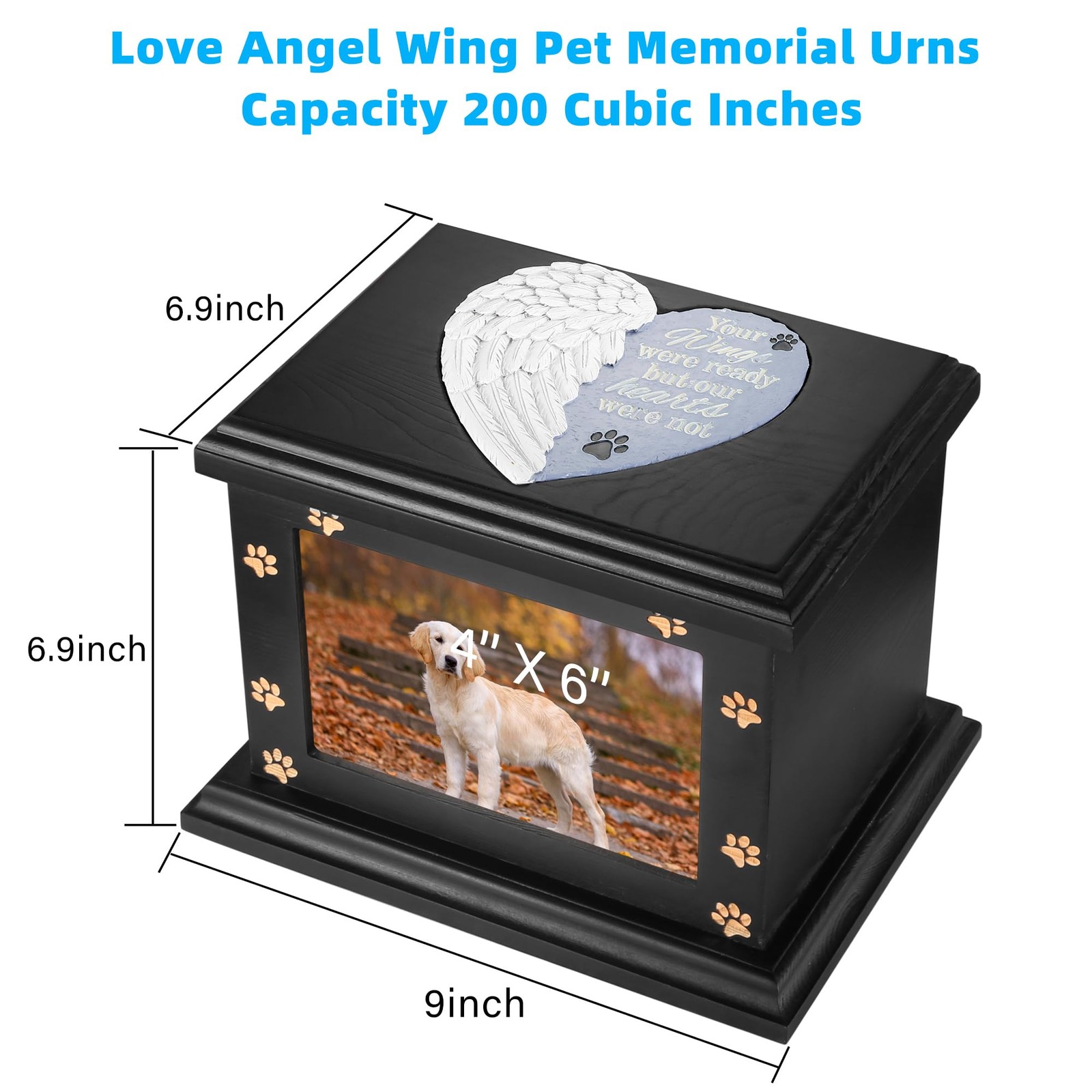 Pet Memorial Urns Dogs Cats Ashes Large Wooden Funeral Photo Frame Cremation