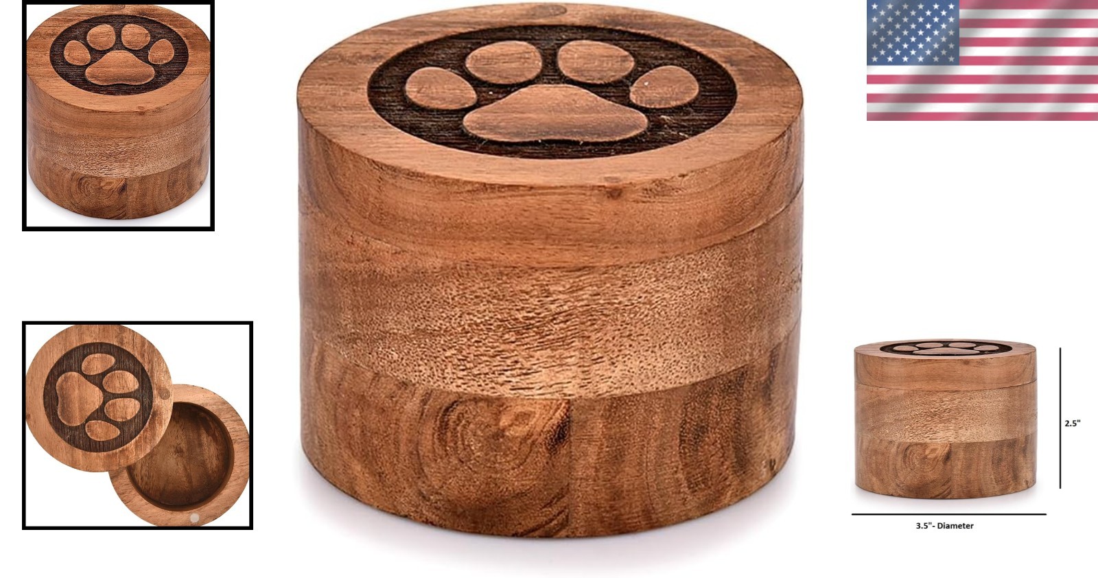 Elegant Portable Acacia Wood Pet Urn – Timeless Tribute for Cherished Memories