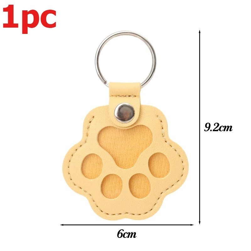 Pets Hair Memorial Keepsake Keychain PU Leather Dog Cat Storage Pouch Bag Charm