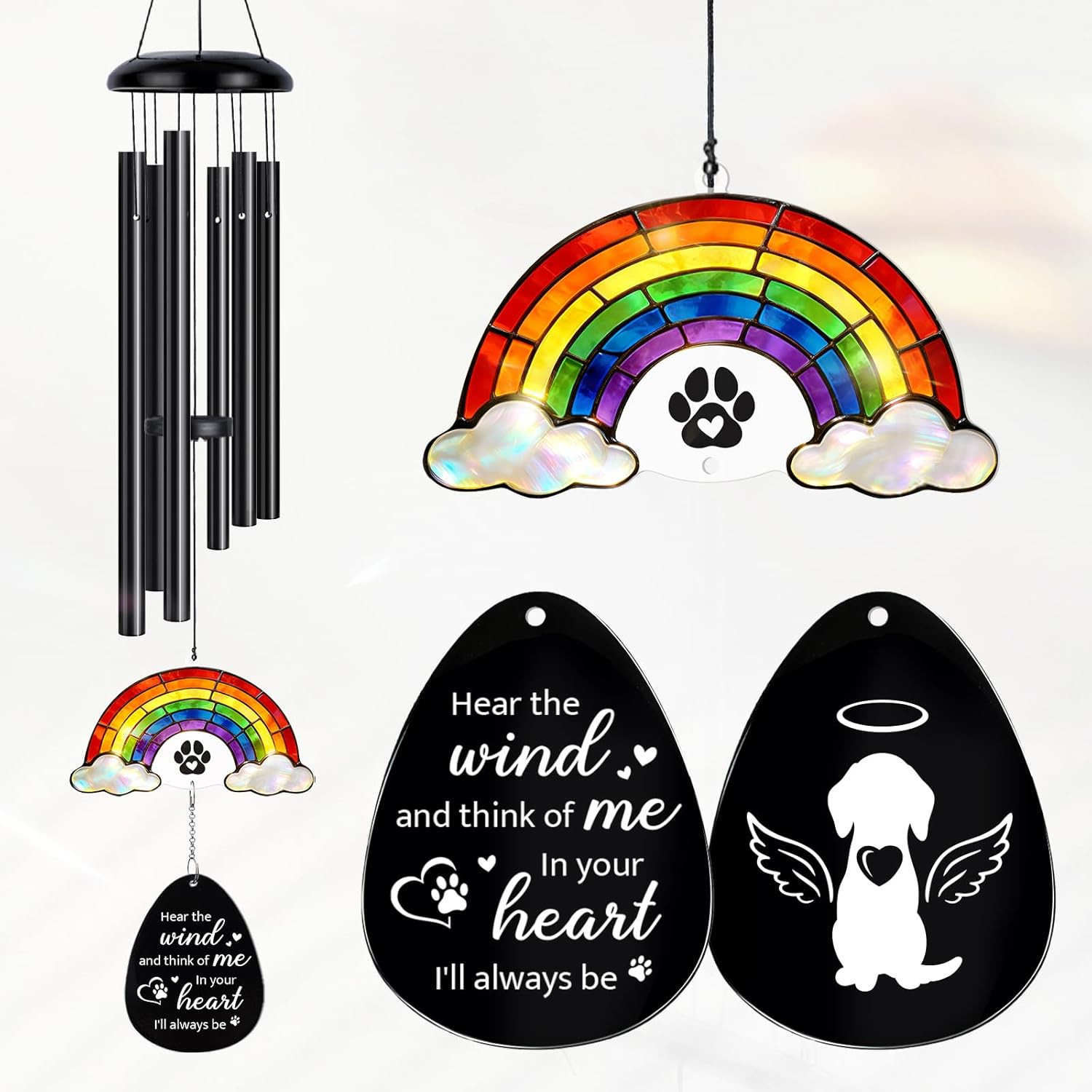 Dog Memorial Gifts for Loss of Dog, 29.9″ Pet Memorial Wind Chimes, Rainbow Brid