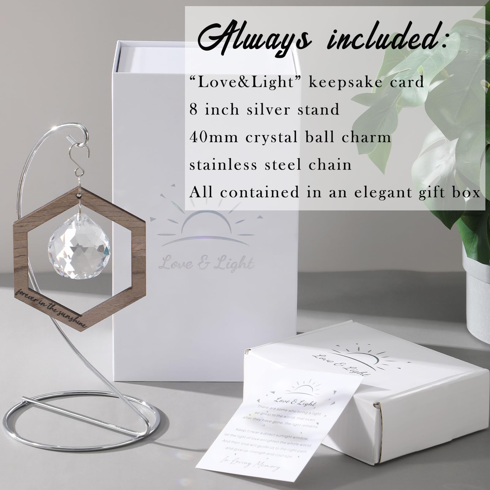 Memorial Crystal Suncatcher Sympathy Gifts for Loss of Loved One, Hanging Mem…