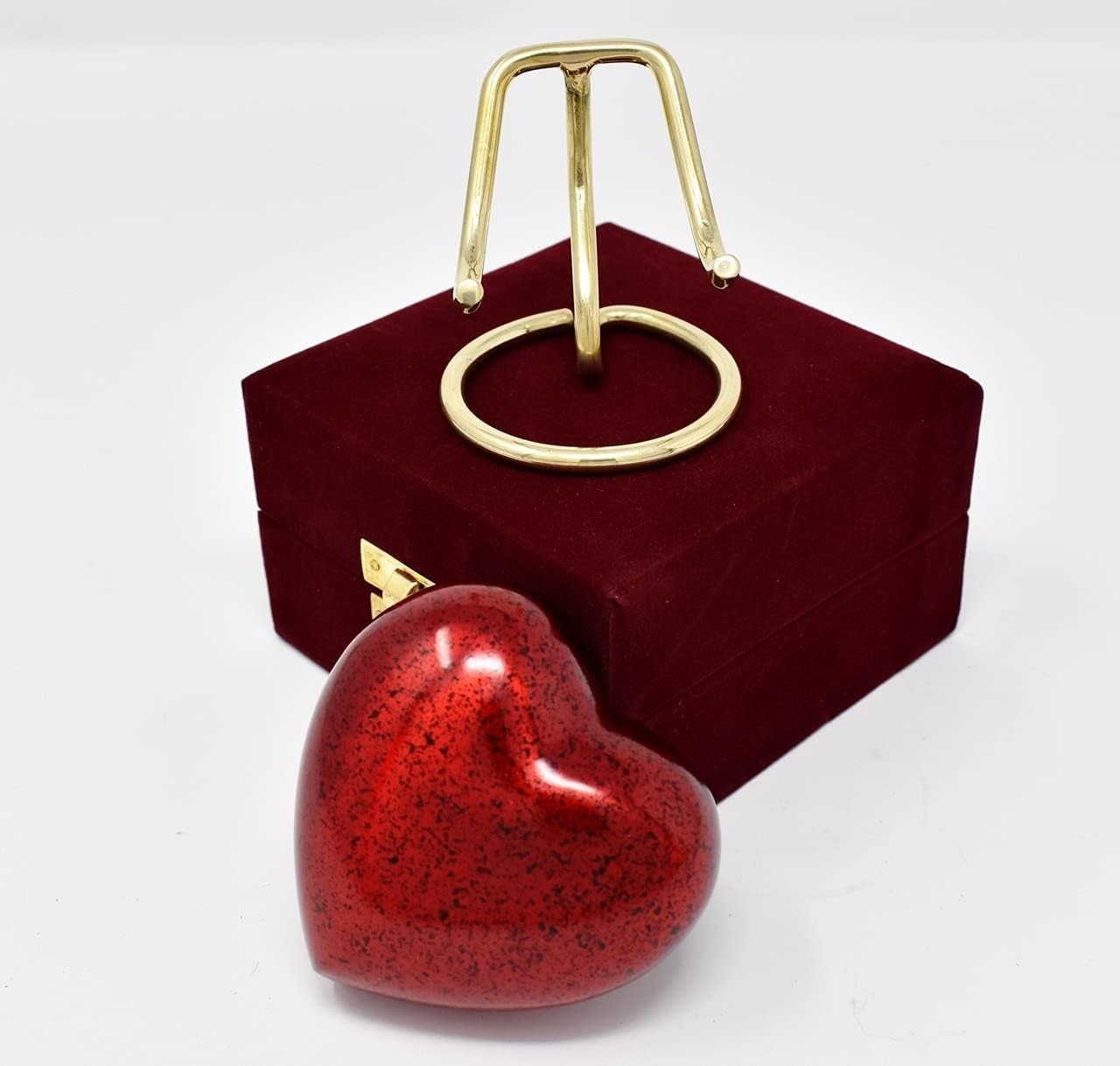 Personalized Red Heart Mini Cremation Urn Memorial Keepsake Velvet Box for Ashes