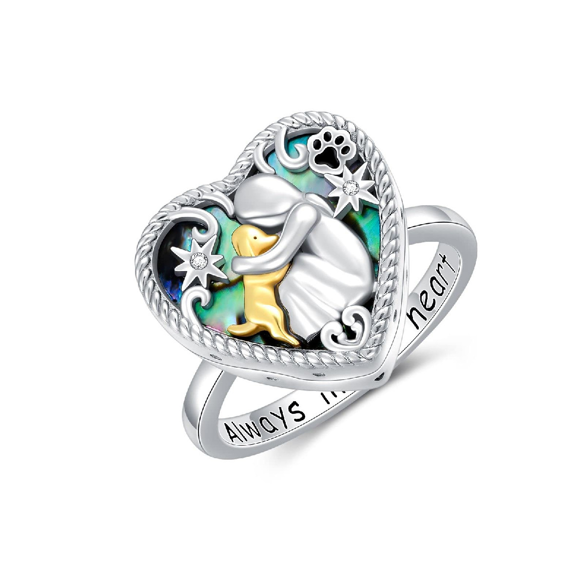Aoboco Sterling Silver Dog Urn Ring For Ashes Dog Memorial Keepsake Cremation