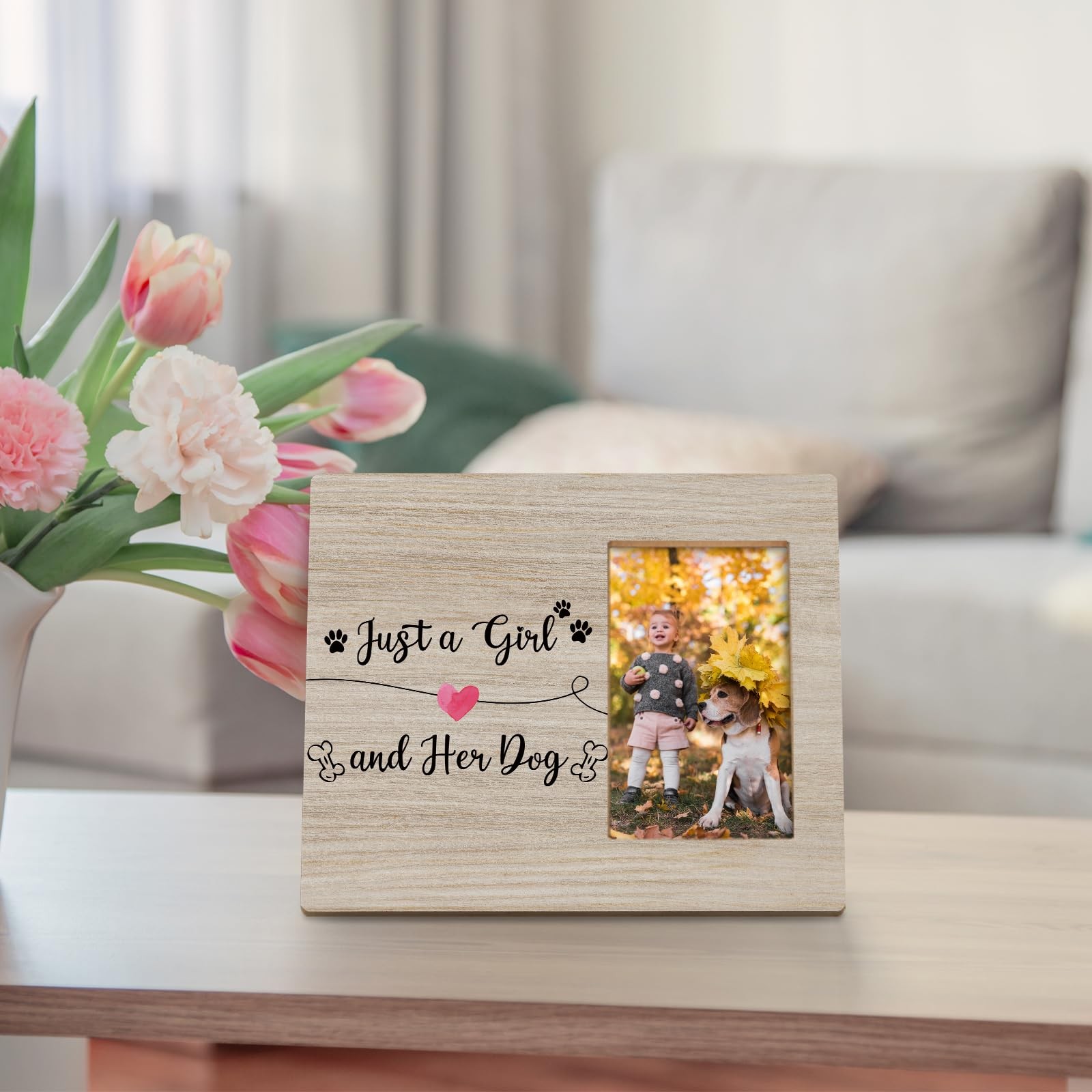 DIENADFX Dog Memorial Picture Frame Wood Tabletop 4×6 Inch Photo Frame