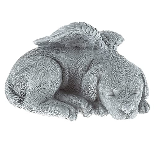 Sculpture Pet Memorial Statue, Stone Finish Sleeping Angel Dog