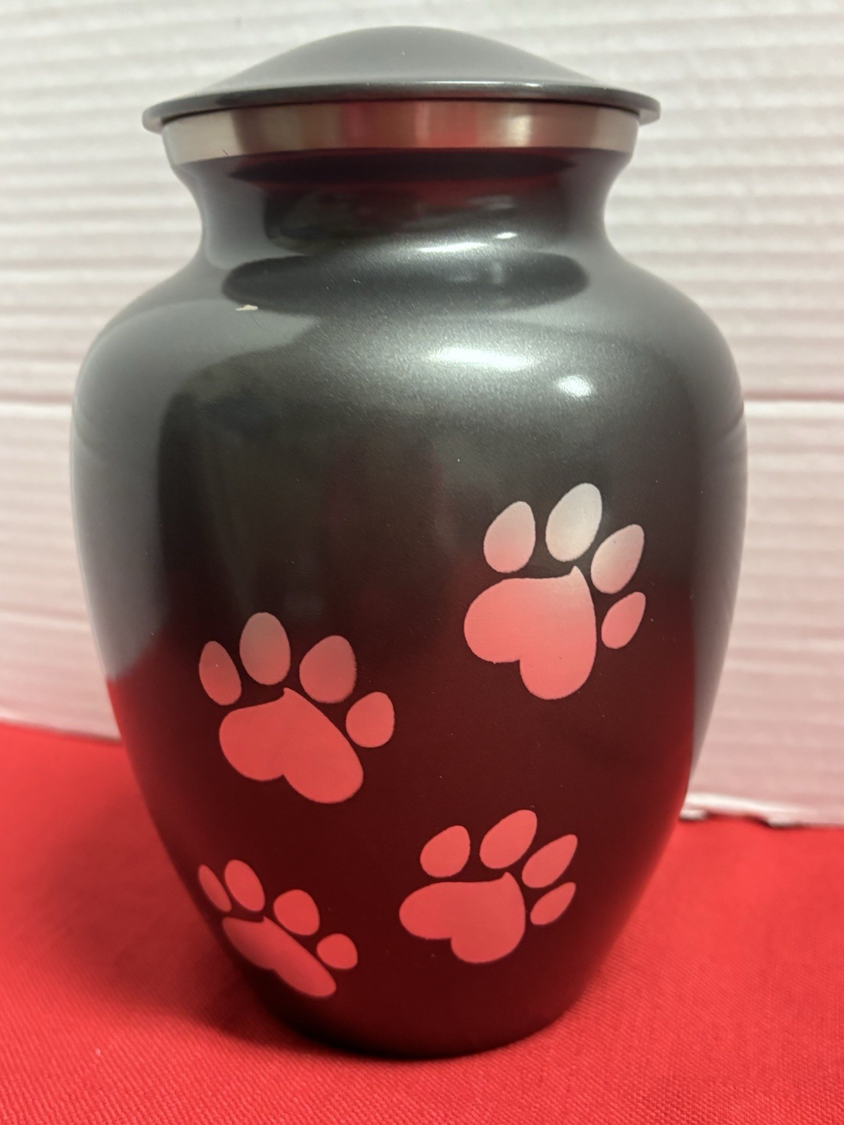 Pet Urn And Frame Reminded Memorial 7” Paw Urn Gray/ Silver And Frame Cremation
