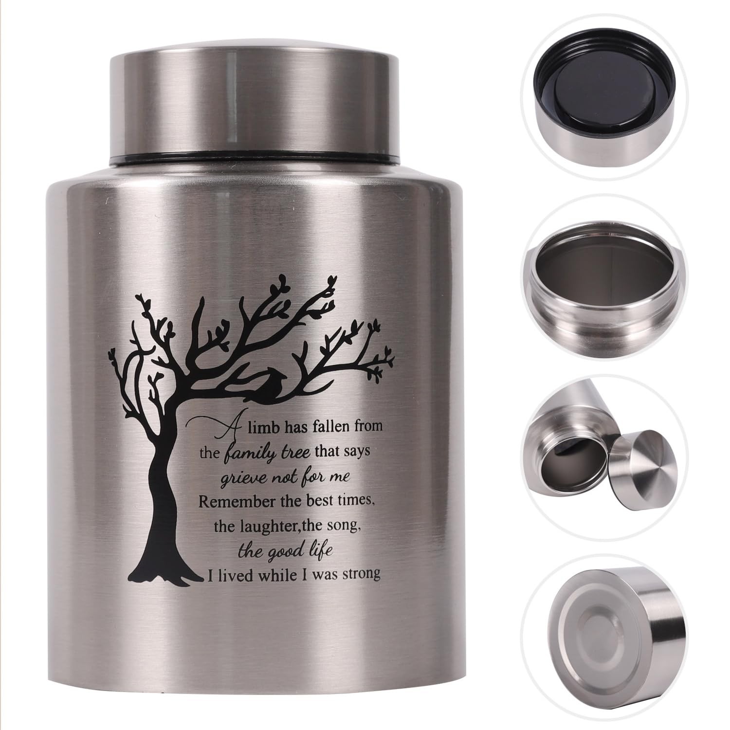 Medium Urns for Human Ashes Up to 60 Cubic Inches Sized Silver