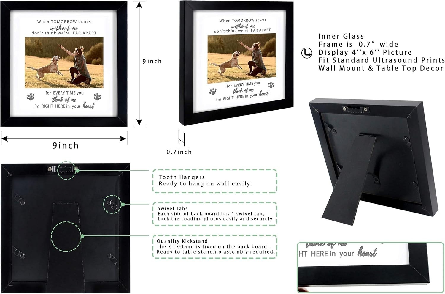 Elegant 9×9 Pet Memorial Picture Frame – A Lasting Tribute to Your Furry Friend