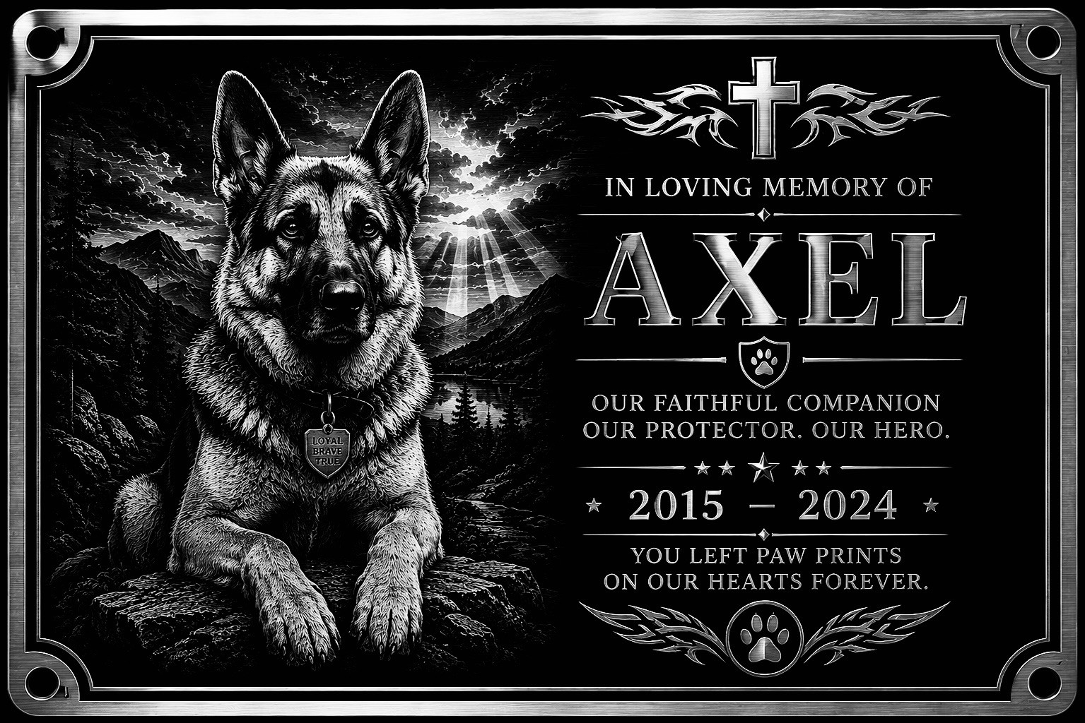 Personalised Pet Memorial Plaque Custom Photo Engraved Aluminium Dog Cat Horse