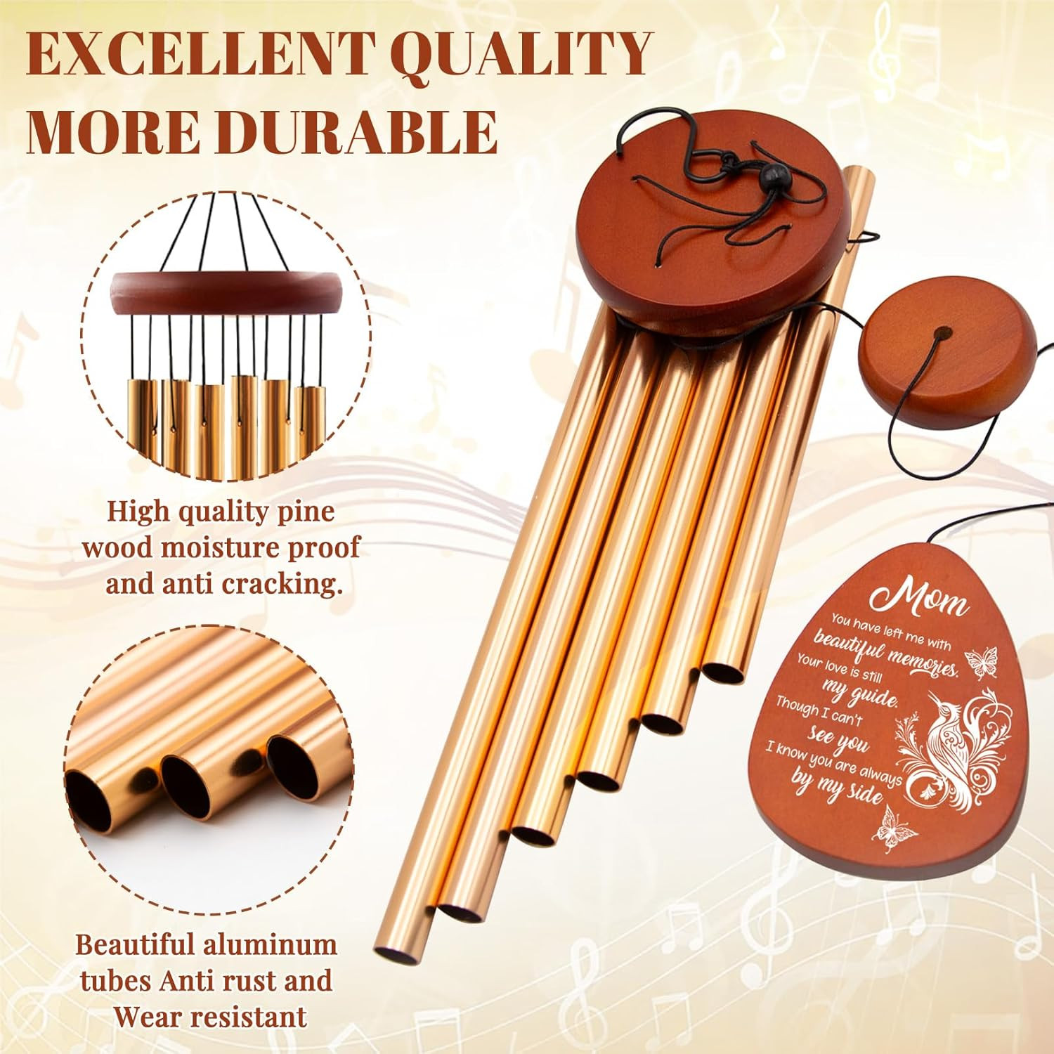Memorial Sympathy Gifts for Loss of Mom, 25″ Memorial Wind Chimes for Loss of Mo