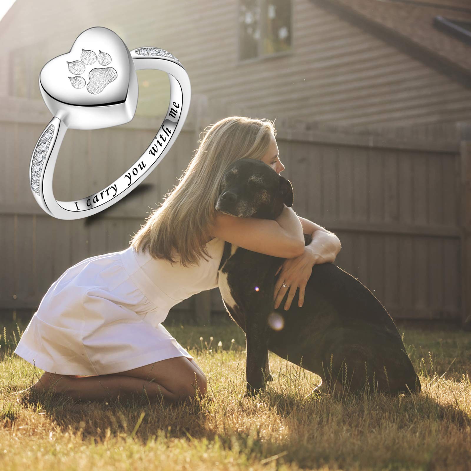 Fookduoduo 925 Sterling Silver Paw Print Urn For Ashes I Carry You Me Cremation