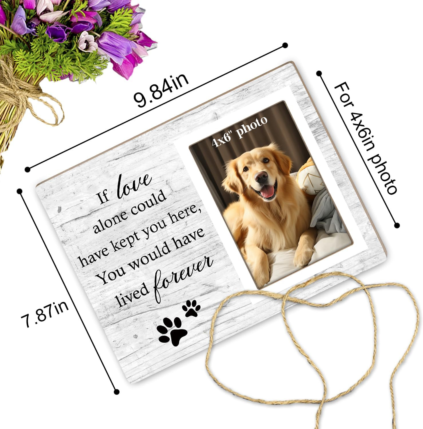 Dog Memorial Picture Frame, Pet Sentiment Memorial Gifts for Loss of Dog, Pet Pi