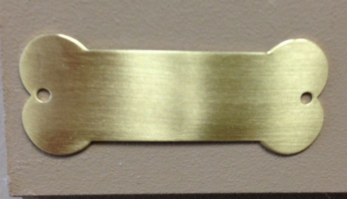 DOG BONE SHAPED BRASS PLATE WITH YOUR CUSTOM MESSAGE – MEMORIAL – URN PLATE