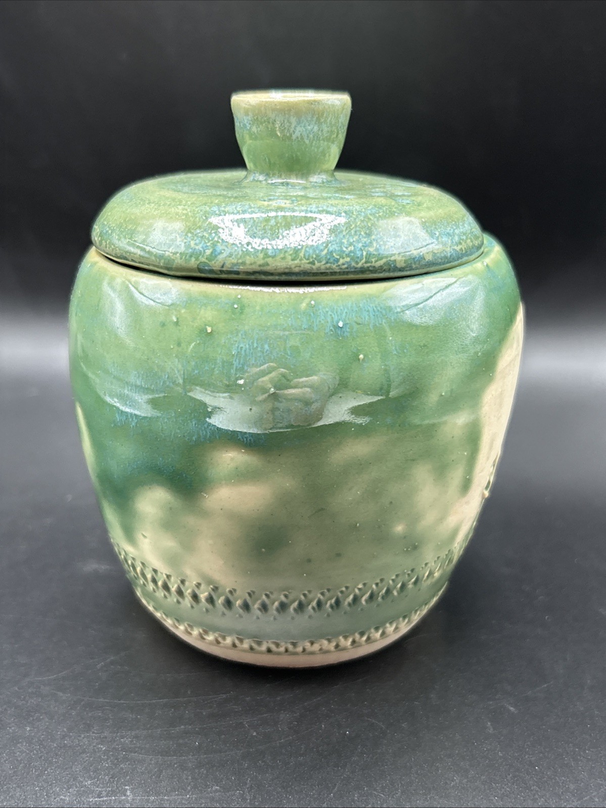PET URN Hand Made Thrown Pottery For Ashes & Memorabilia 4” Wide 3 1/2” Tall
