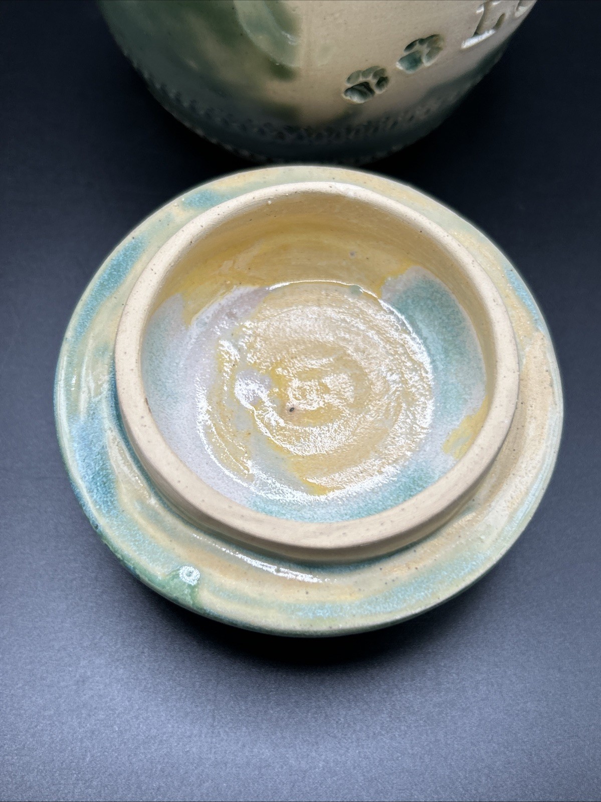 PET URN Hand Made Thrown Pottery For Ashes & Memorabilia 4” Wide 3 1/2” Tall
