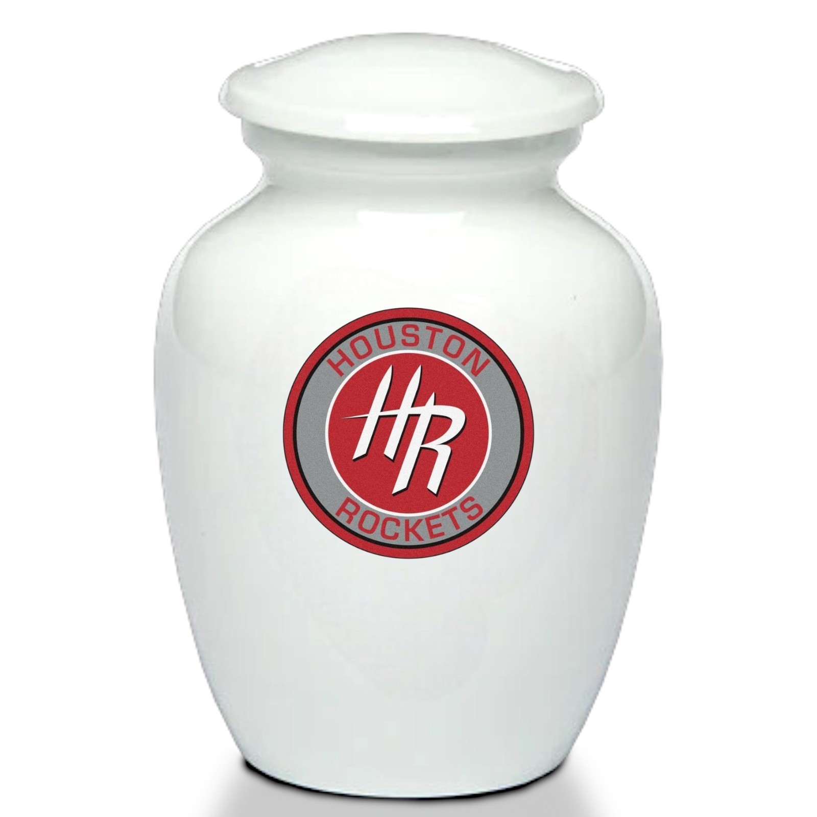 Houston Rockets Basketball Style Cremation Urn Adult Ashes White Metal 8 In Urns