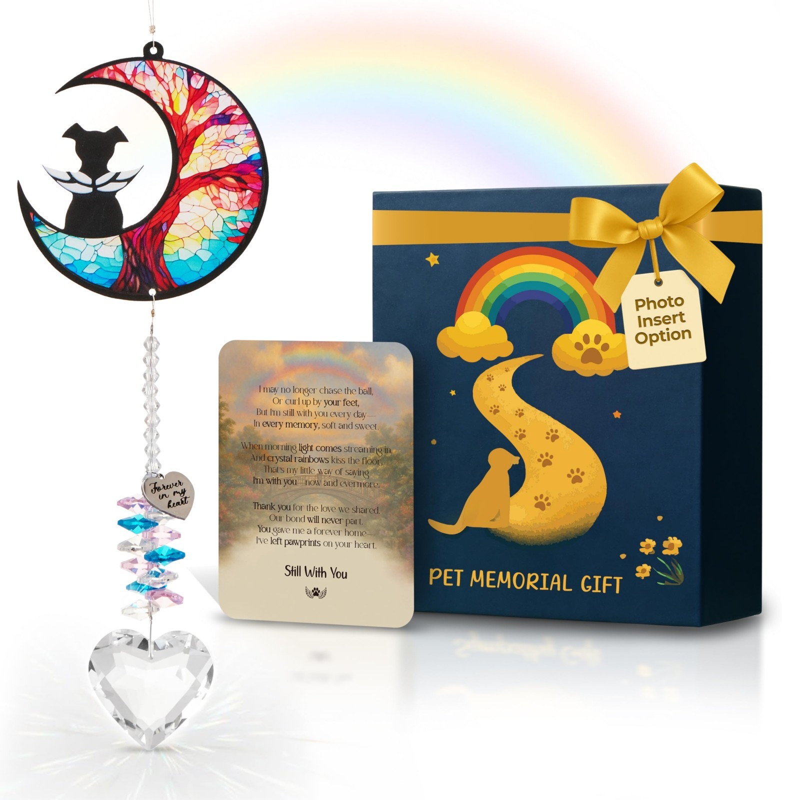 Pet Memorial Crystal Suncatcher – Dog Angel Rainbow Bridge Sympathy Gift, Bereav