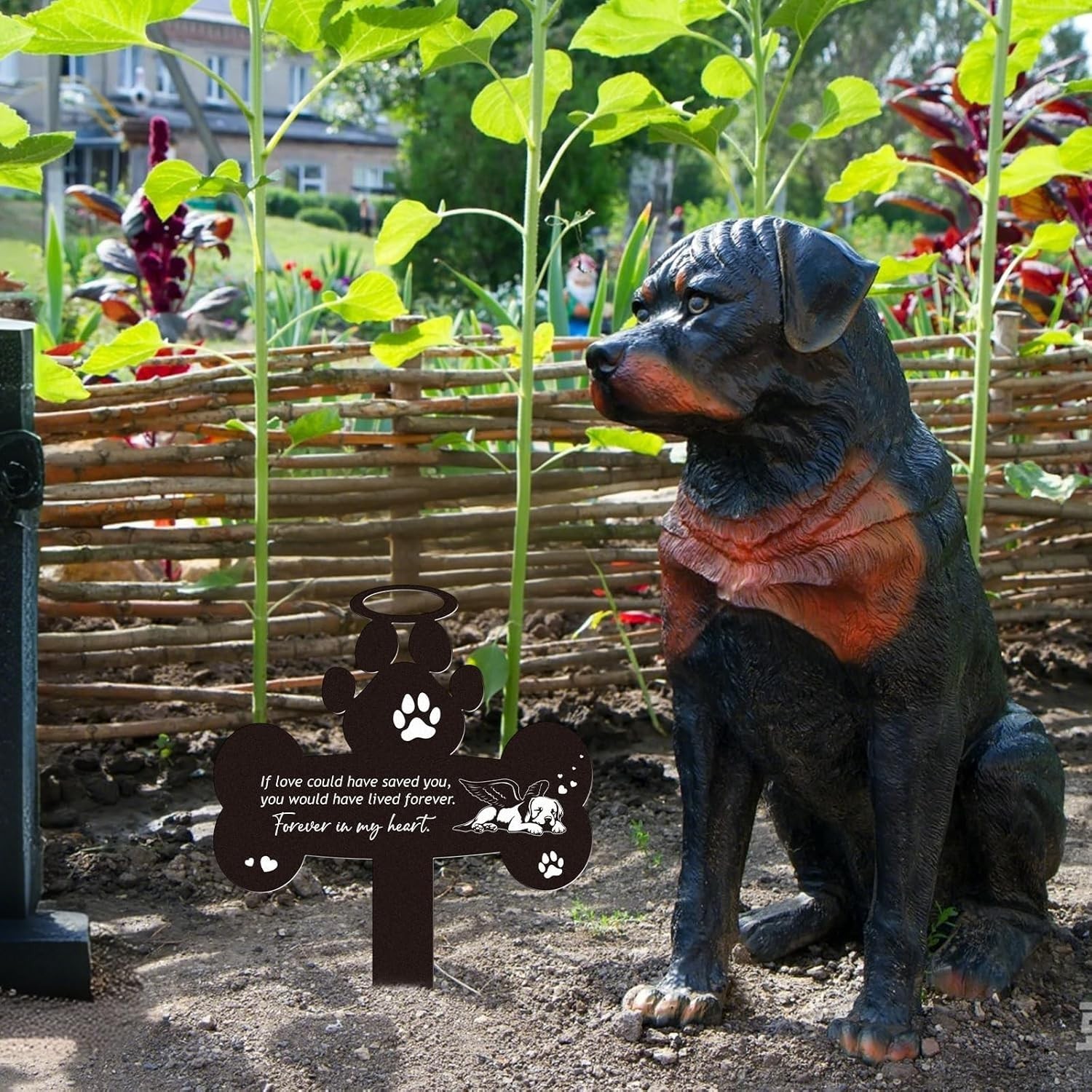 Dog Pet Grave Marker Metal Outdoor Waterproof Garden Cemetery 13x12in Stake