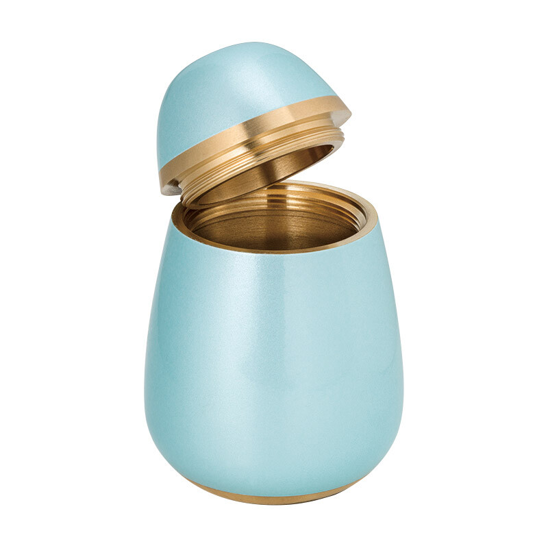 Pallet Egg Navy Blue Small Keepsake Urn for Human Ashes Brass