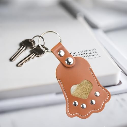 Dog Paw Fur Keychain, Dog Cat Hair Collector – Pet Memorial Gift, Cat Brown