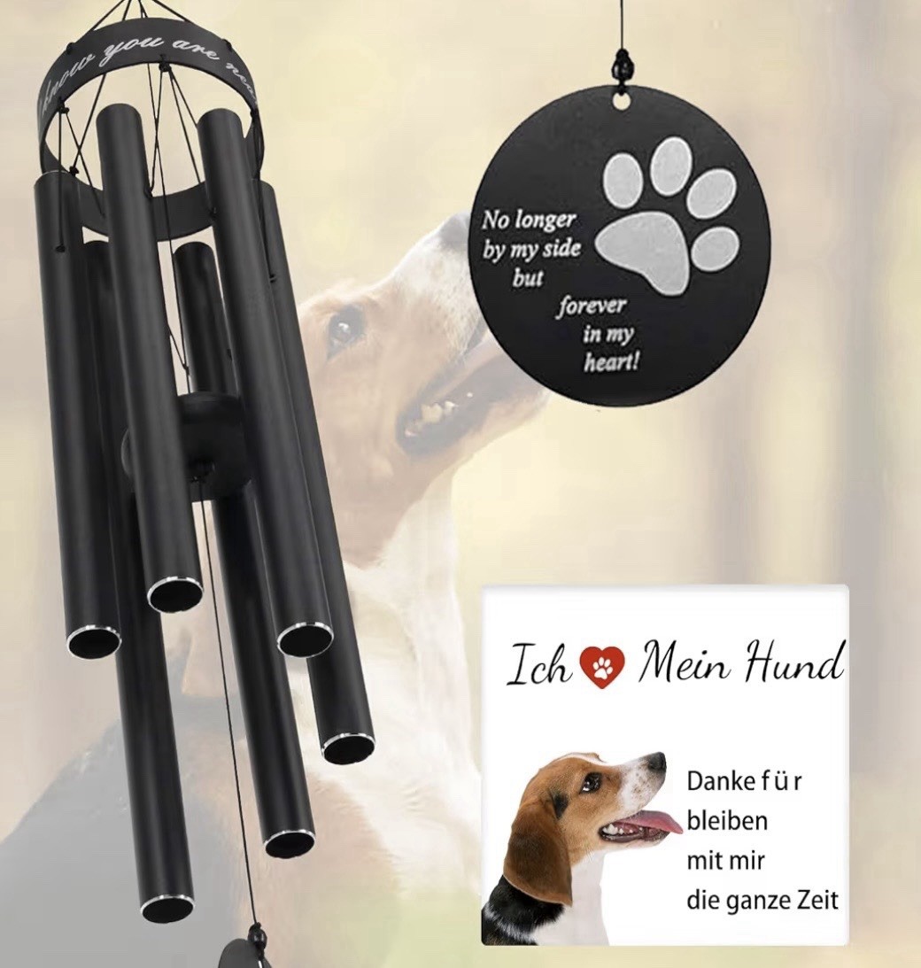 Pet Memorial Wind Chime 30” Paw Print Dog Cat Sympathy Gift Outdoor Decor