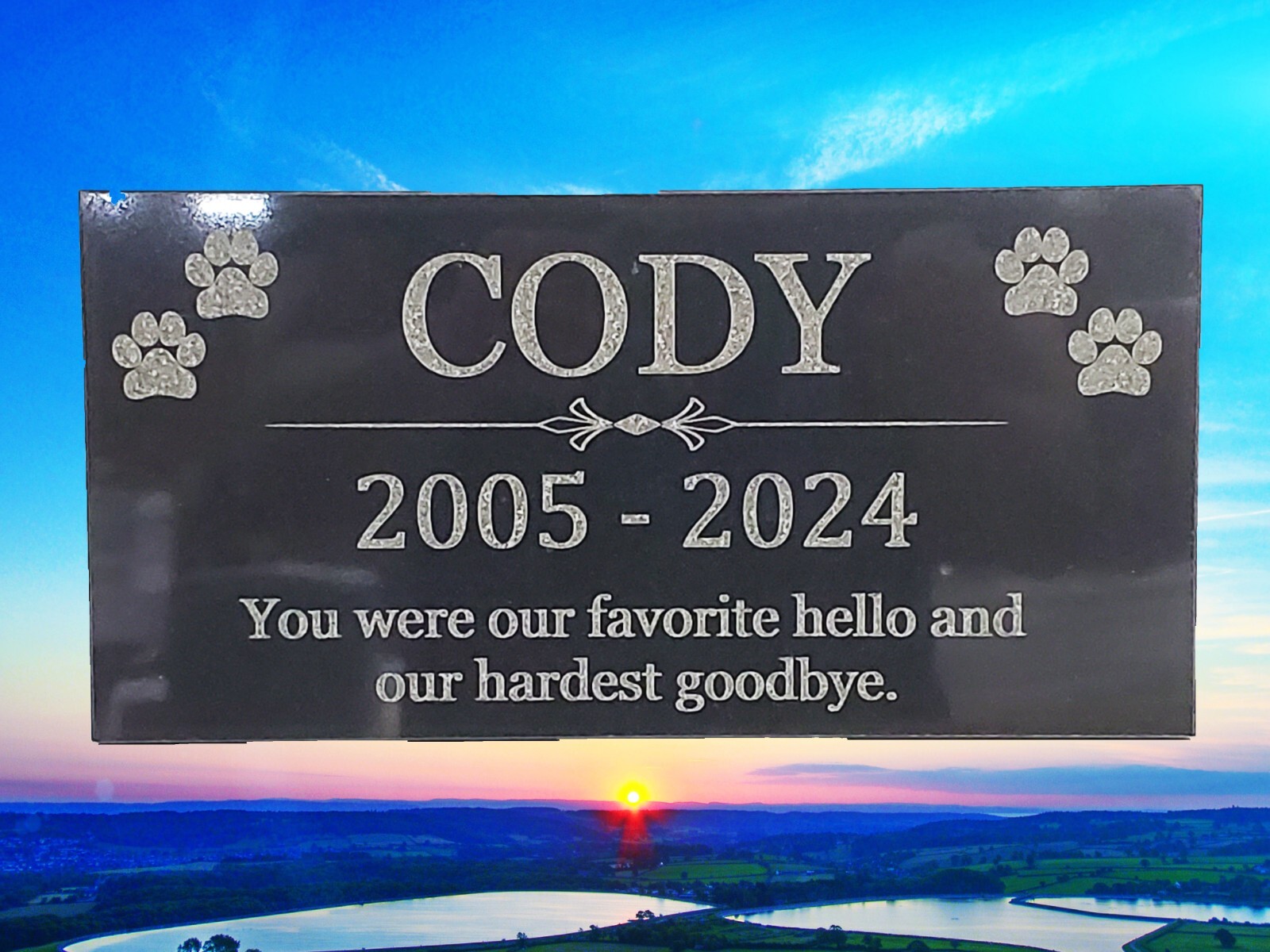 6×12 Pet Memorial Stone Dog Cat Headstone Personalized Grave Marker Loss Gift t2