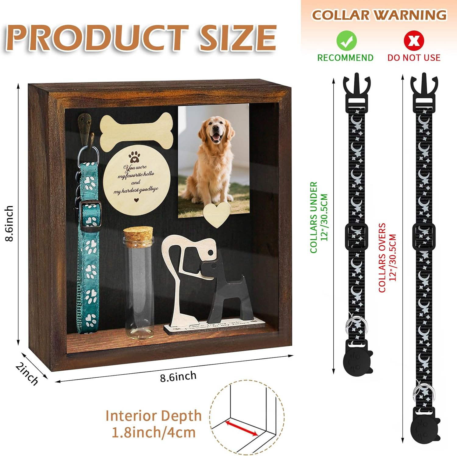 Pet Memorial Shadow Box – 8.6×8.6″ Keepsake Frame for Dog or Cat Mementos