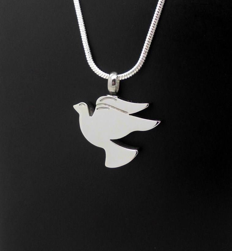 316L Stainless Steel Peace Dove Memorial Keepsake Cinerary Urn Pendant Jewellery