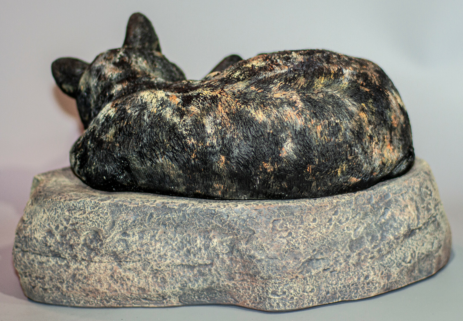 Pet Memorial Stone Cremation Urn Statue Tortie Cat Grave Marker Plaque Keepsake